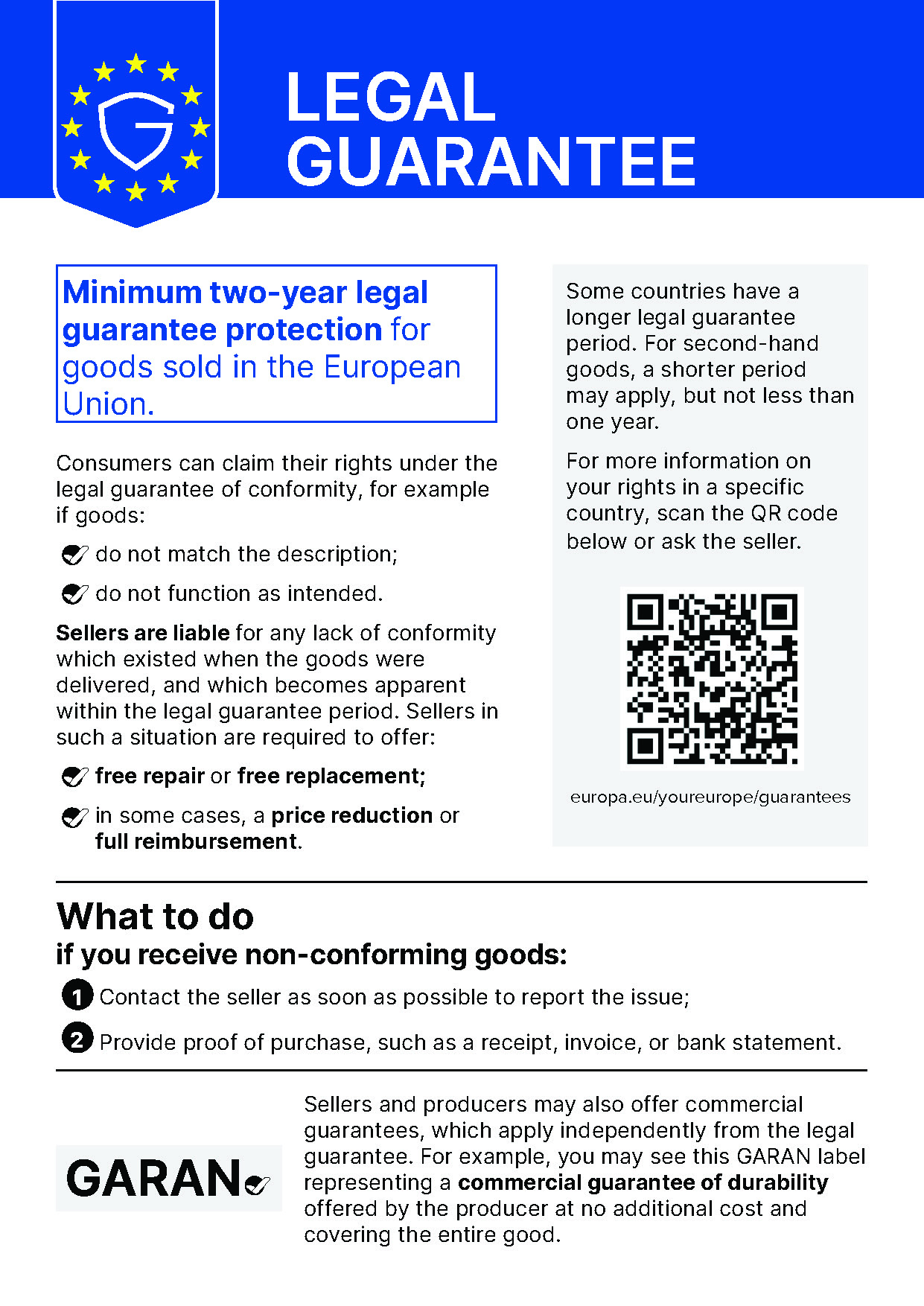 legal guarantee notice en