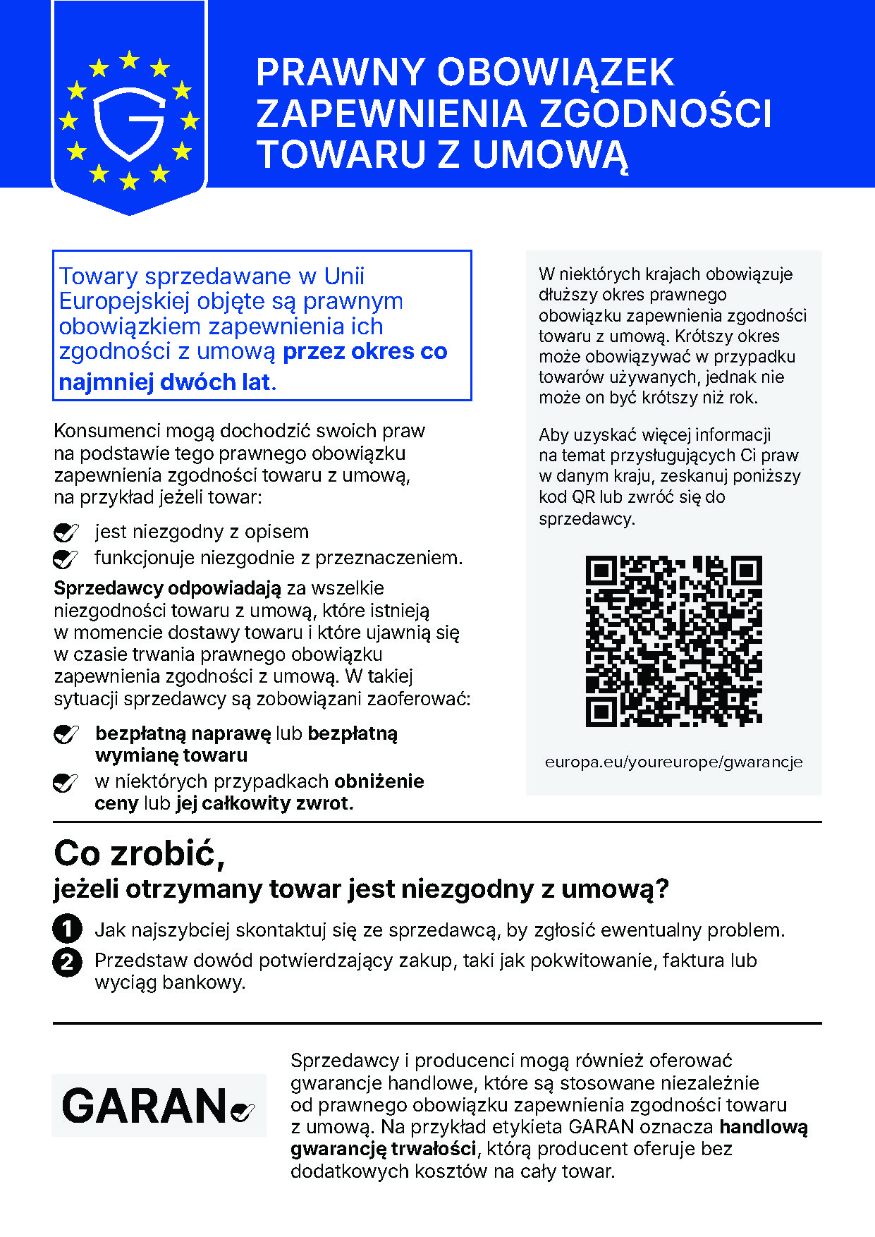 legal guarantee notice pl