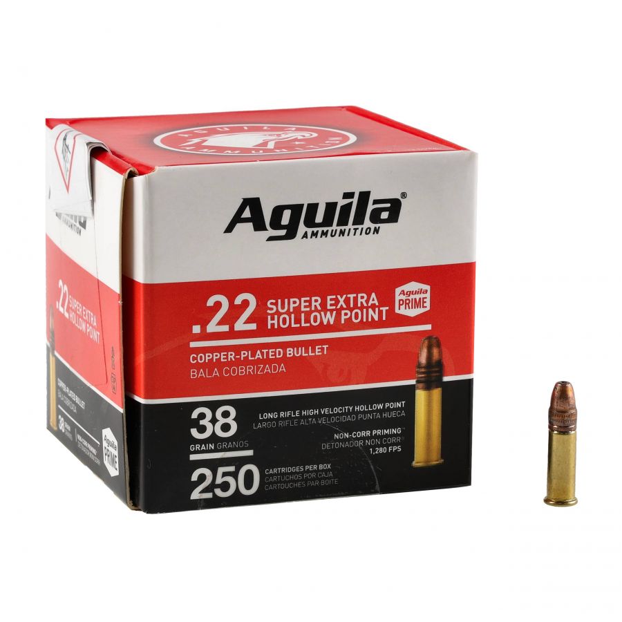 Aguila .22 LR Super Extra HV HP 38gr ammunition 1/4