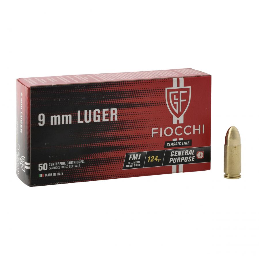 Amunicja Fiocchi 9 mm Luger 8 g/124 gr FMJ 1/4