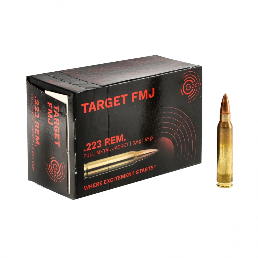 Amunicja GECO kal. .223 Rem FMJ Target Clean 3,6 g 1/4