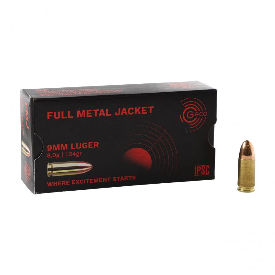 Amunicja GECO kal. 9x19 mm FMJ IPSC 8,0g 1/4