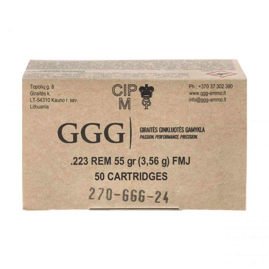 Amunicja GGG kal .223 Rem 55 gr/3,56 g FMJ 4/4