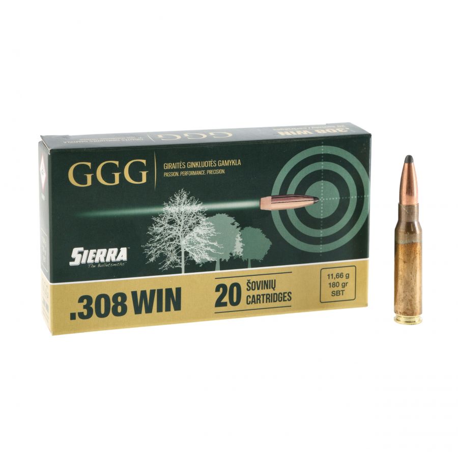 Amunicja GGG kal .308 Win 180gr/11,66g Sierra SBT 1/4