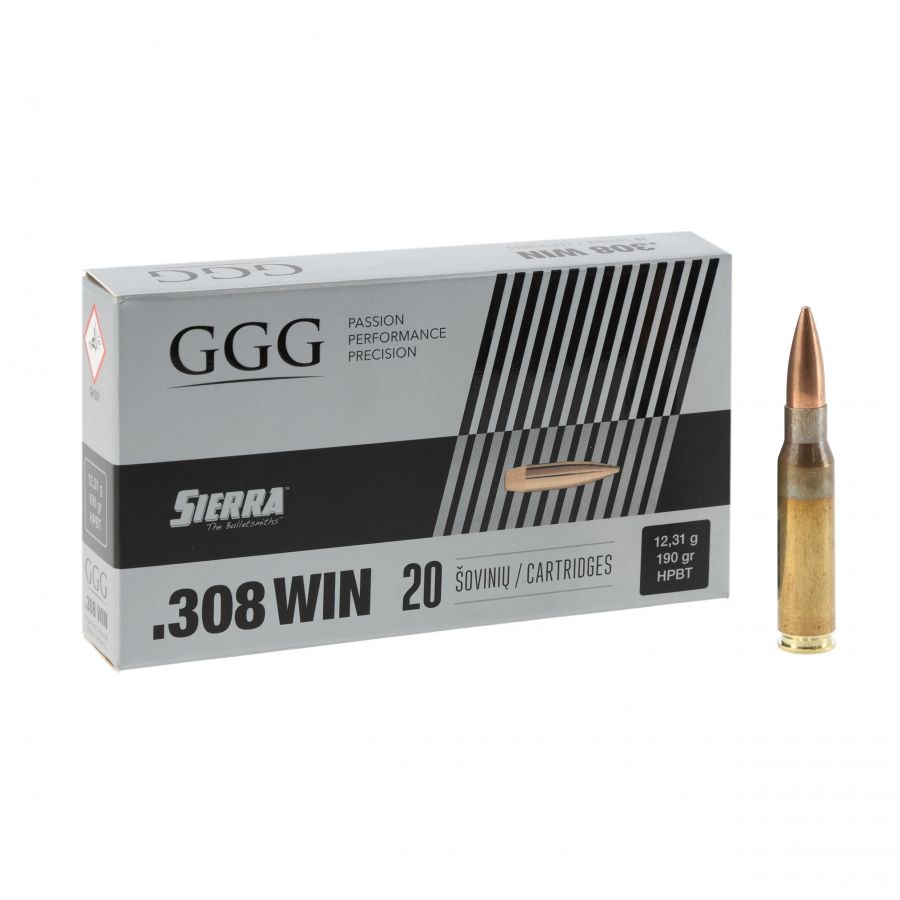 Amunicja GGG kal .308 Win 190 gr Sierra HPBT 1/4