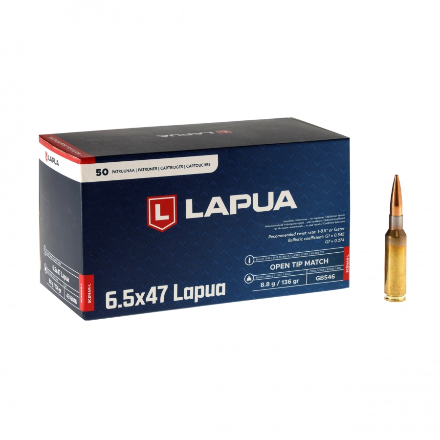 Amunicja LAPUA kal. 6,5x47 Scenar L 8,8g/136gr OTM 1/4