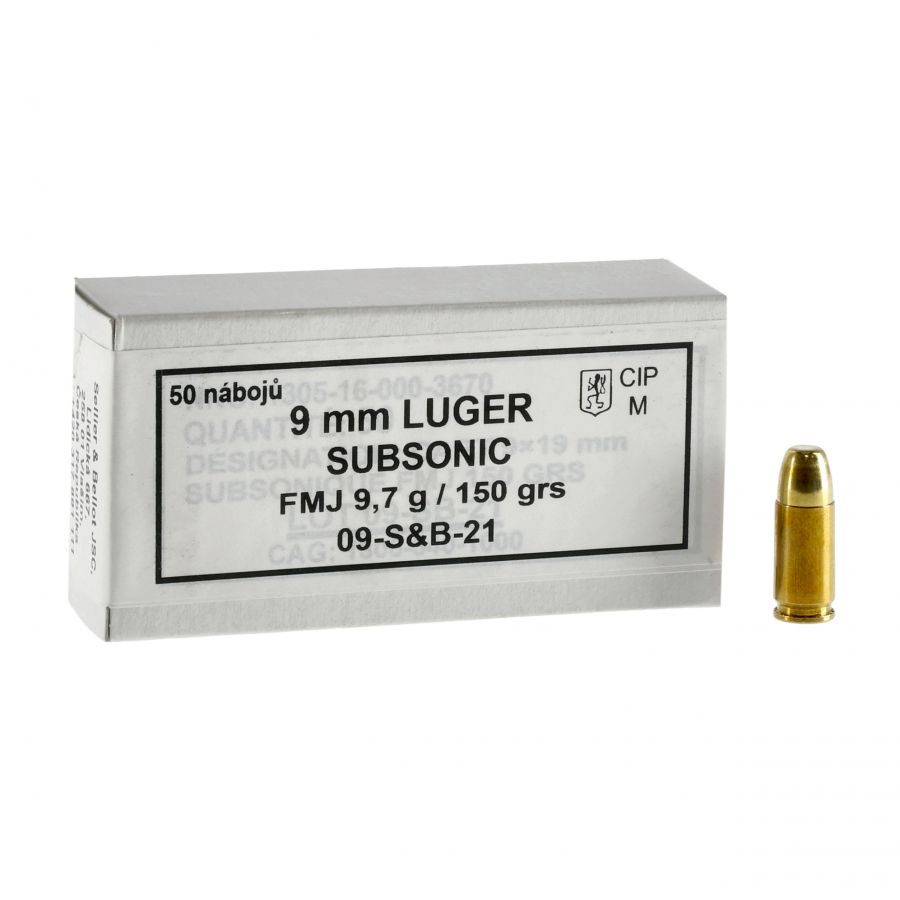 Amunicja Sellier&Bellot 9 mm Luger 9,7 g FMJ SUBSONIC 1/4