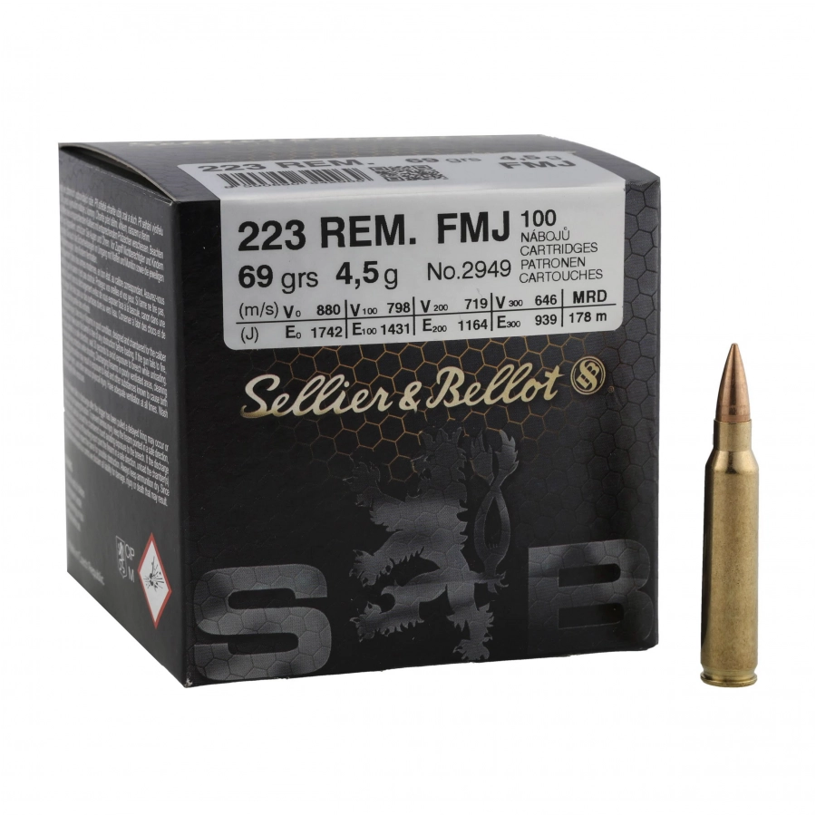 Amunicja Sellier&Bellot kal. 223 Rem 4,5g/69grs FMJ (100) 1/4