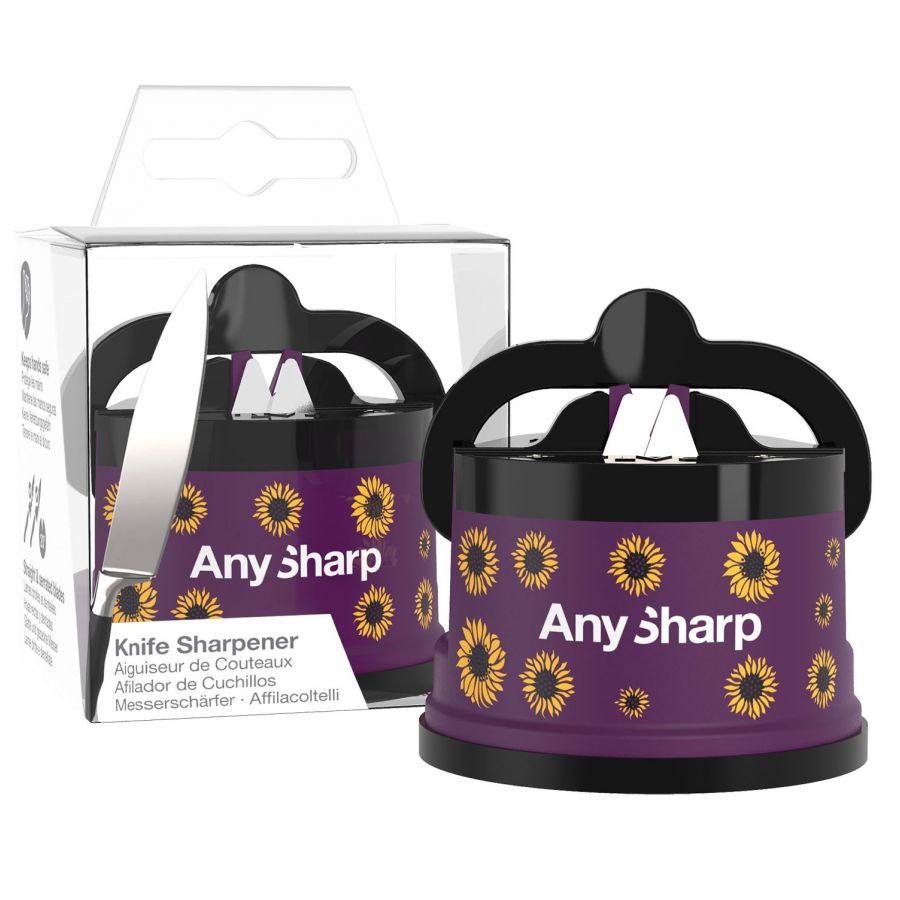 AnySharp classic purple sharpener in sunflowers 3/4