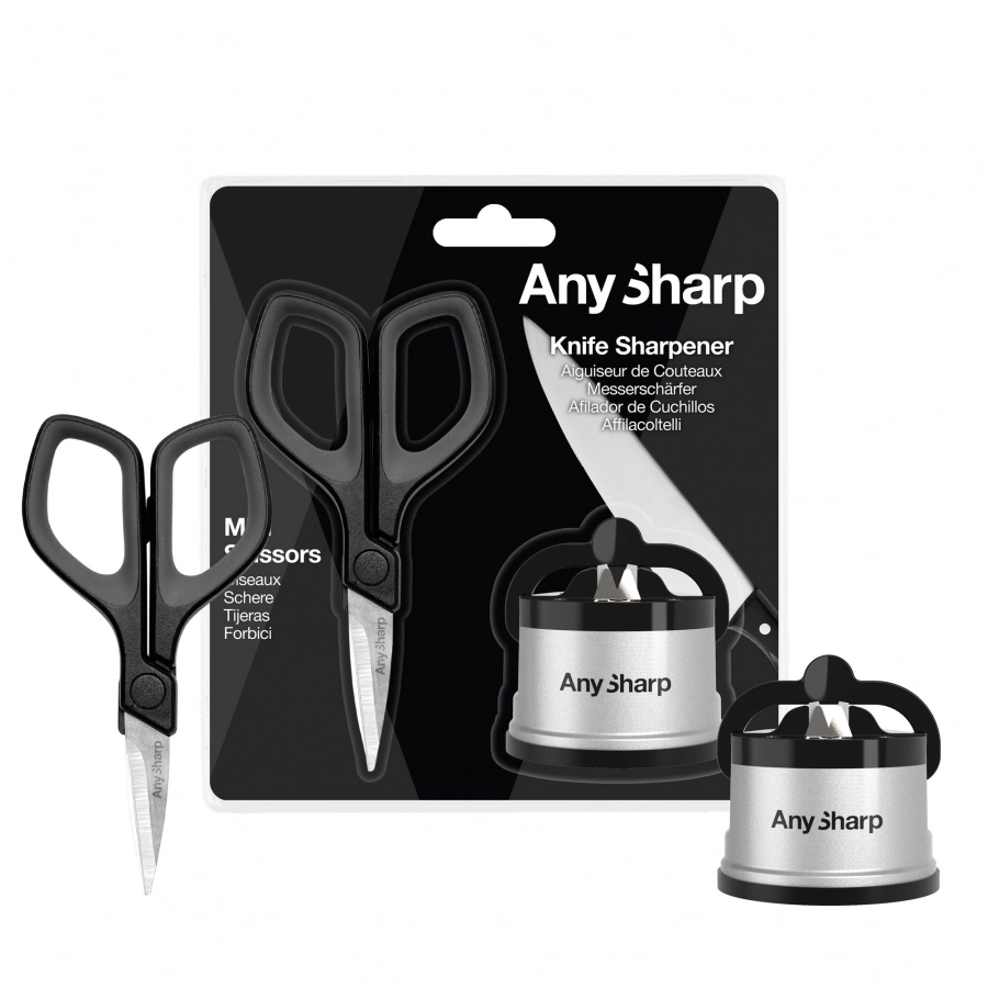 AnySharp classic silver sharpener+scissors set 4/5