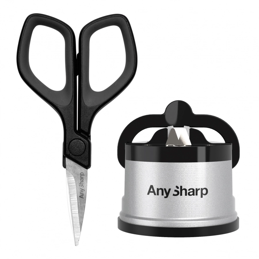 AnySharp classic silver sharpener+scissors set 1/5