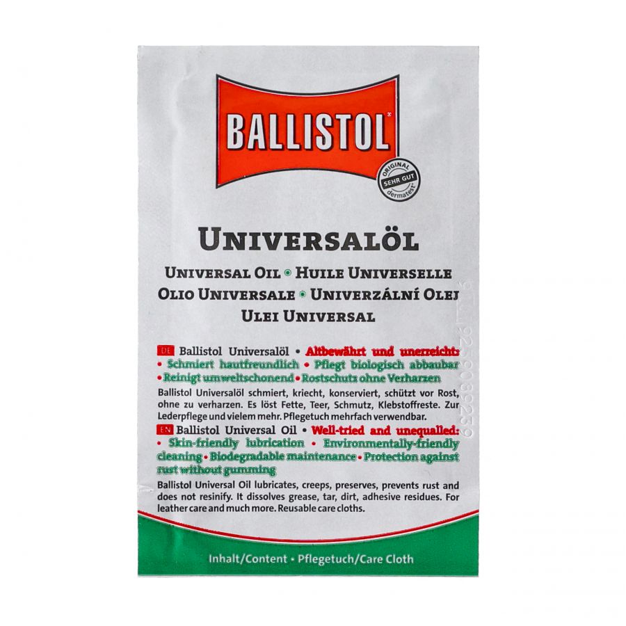 Ballistol oil soaked wipe 1/4