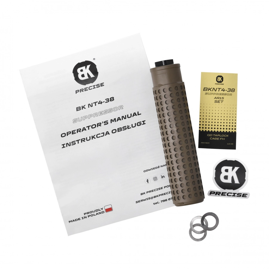 BK Precise BKNT4-38 QD Taplock Cage FDE Silencer 4/5