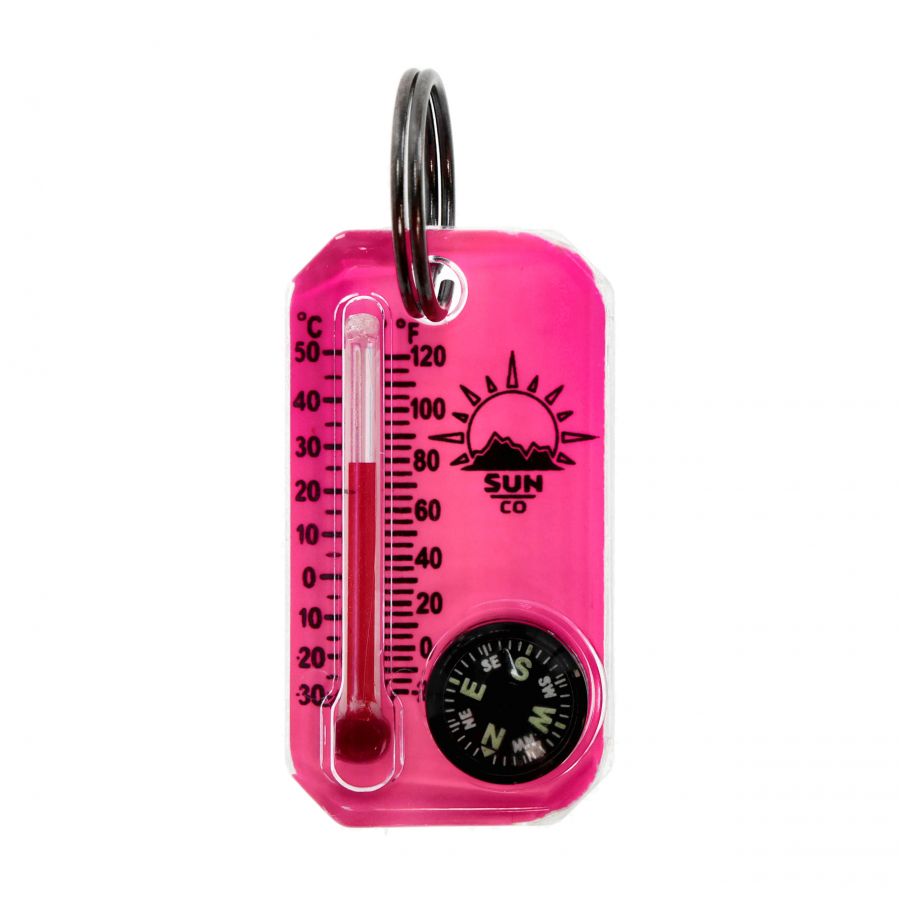 Brelok z termometrem i kompasem Sun Co. Therm-O-Compass Neon różówy 2/3
