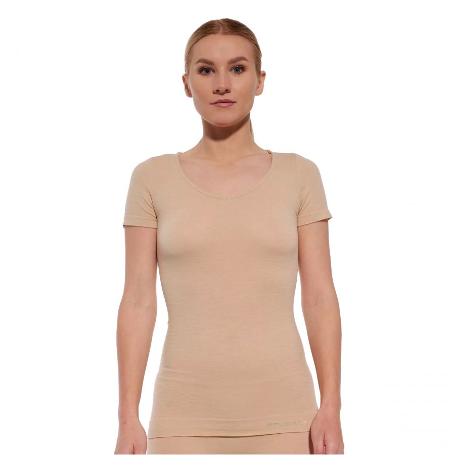 Brubeck COMFORT MERINO women's t-shirt beige 3/4
