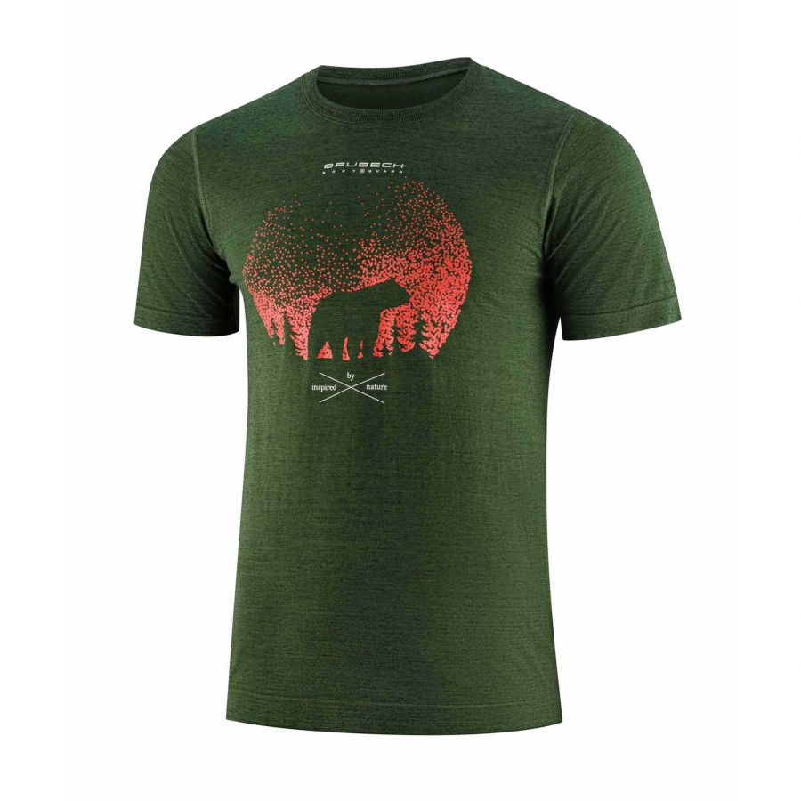 Brubeck OUTDOOR WOOL PRO dark green t-shirt 1/3