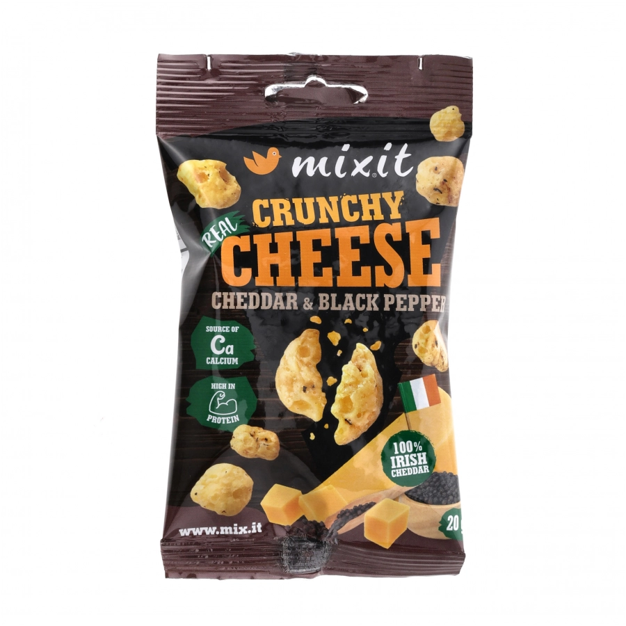Chrupiący ser do kieszeni Mixit Cheddar irlandzki z pieprzem 20 g 1/2