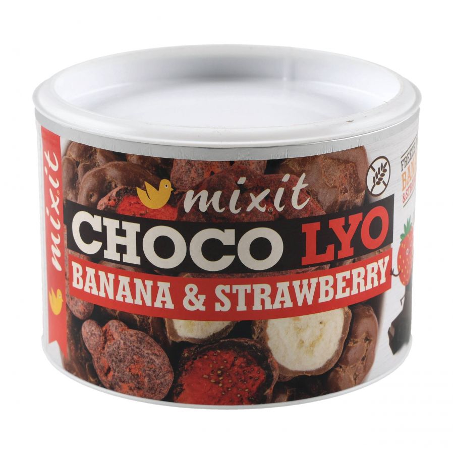 Crunchy bananas and strawberries in Mixit chocolate 1/3