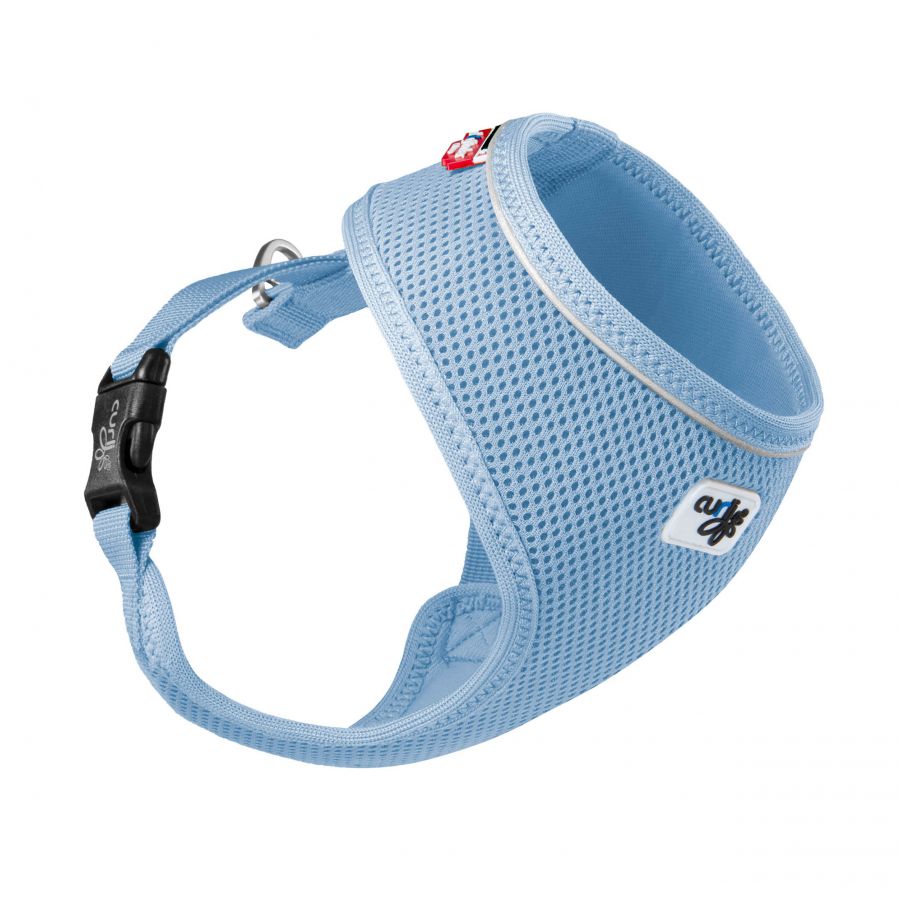 Curli Basic Air-Mesh blue dog harness. 1/3