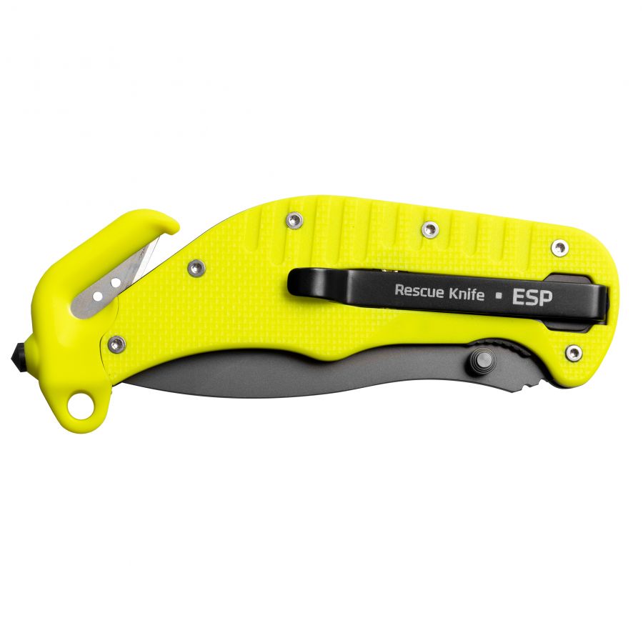 ESP rescue knife with half serrated blade yellow 3/6
