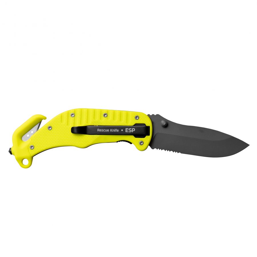 ESP rescue knife with half serrated blade yellow 2/6