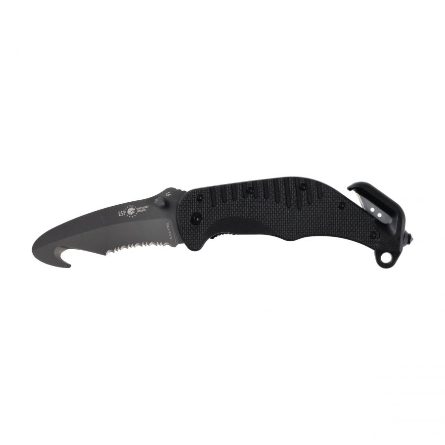 ESP rescue knife with rounded tip black 1/5