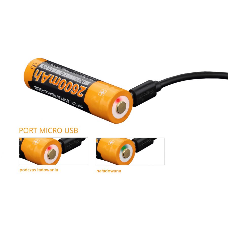 Batterie rechargeable 18650 3.6V 2600 mAh USB