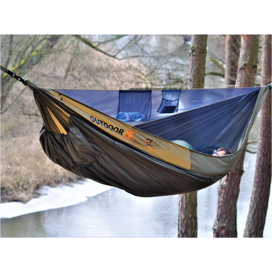 Flyhamak OutDoor II dark olive green hammock. 2/8