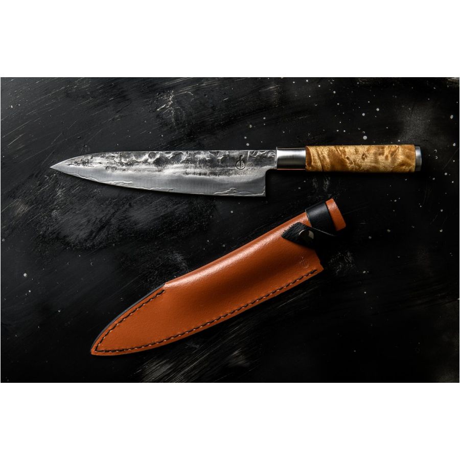 Forged chef's knife with leather sheath VG10 3/3