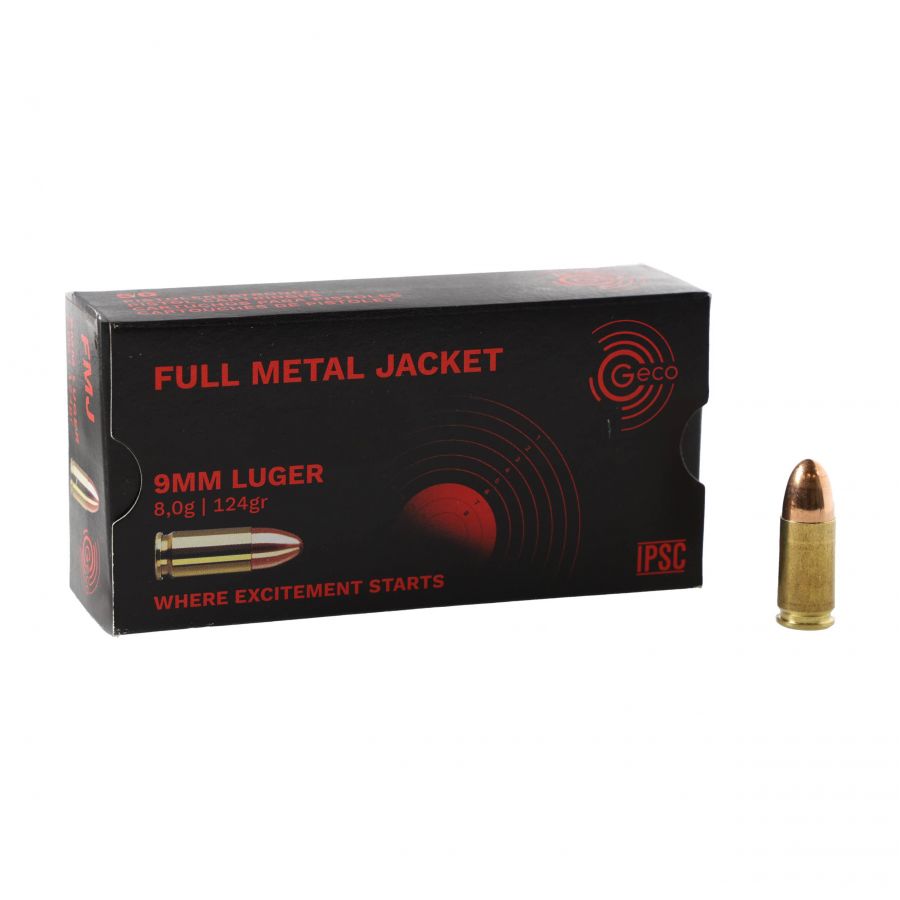 GECO ammunition cal. 9mm luger FMJ IPSC 8.0g 1/4