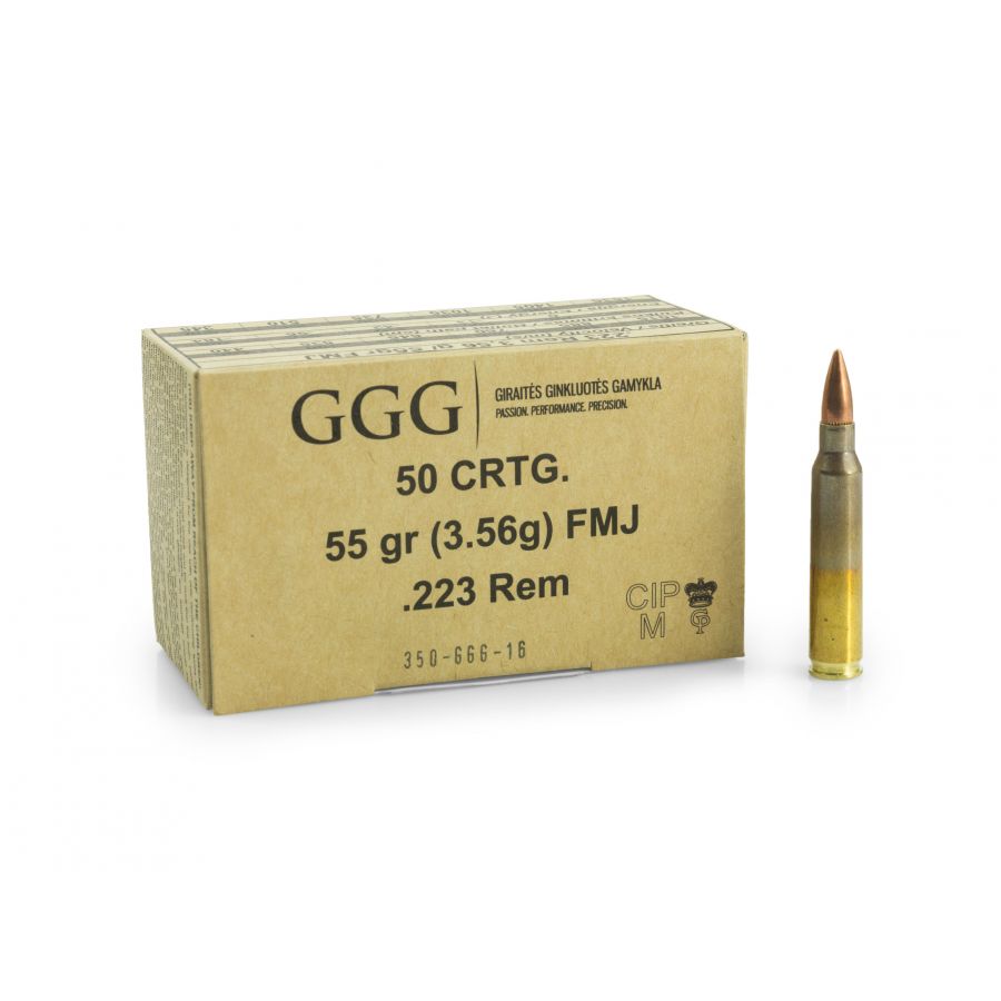 GGG cal .223 Rem 55 gr/3.56 g FMJ ammunition 1/2