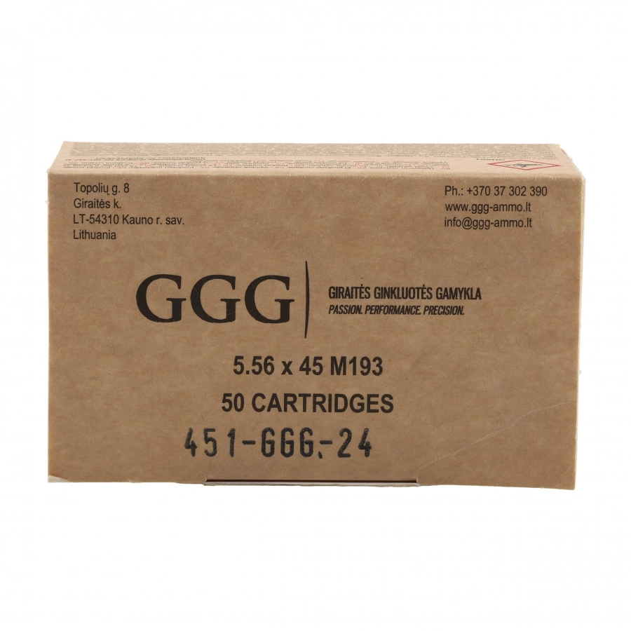 GGG cal .223 Rem 55 gr/3.56 g FMJ M193 ammunition 4/4