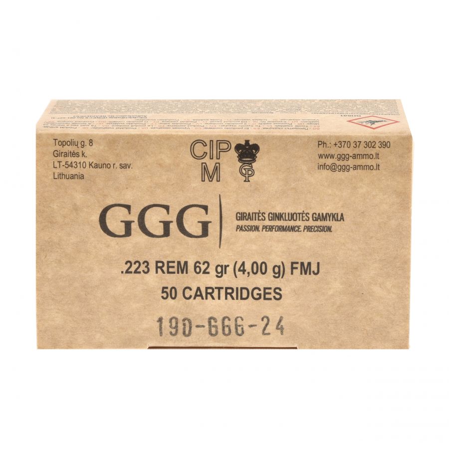 GGG cal .223 Rem 62 gr/4 g FMJ ammunition 4/4