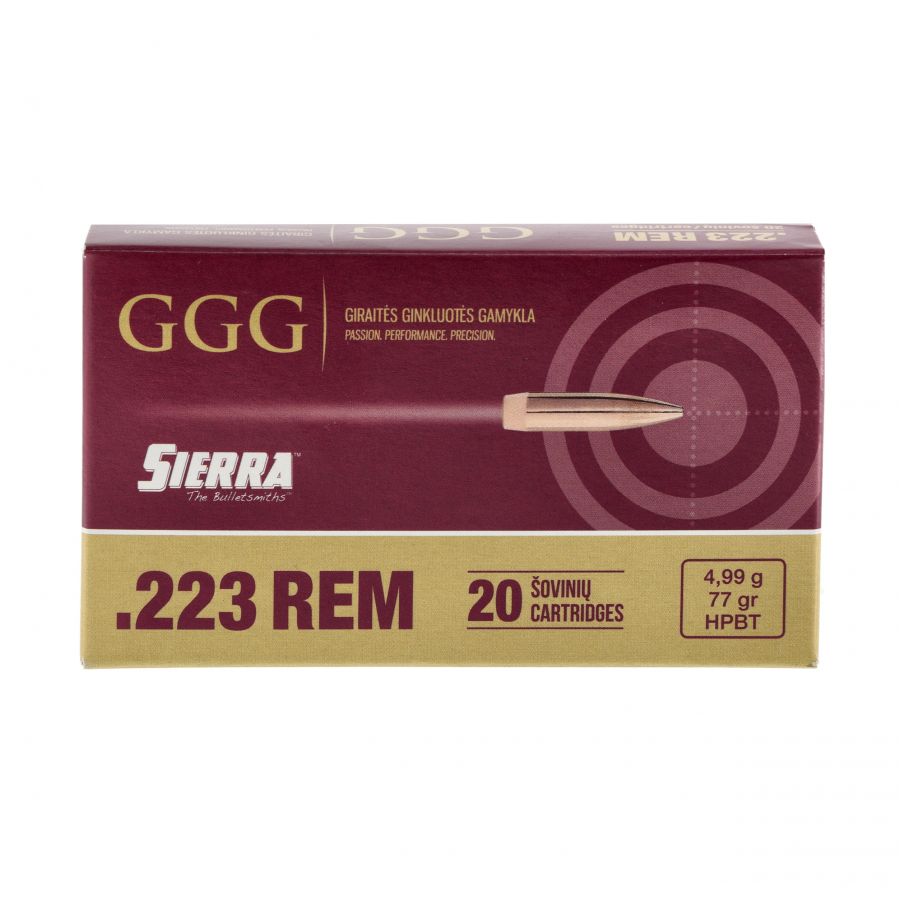 GGG cal .223 Rem 77 gr Sierra HPBT ammunition 4/4