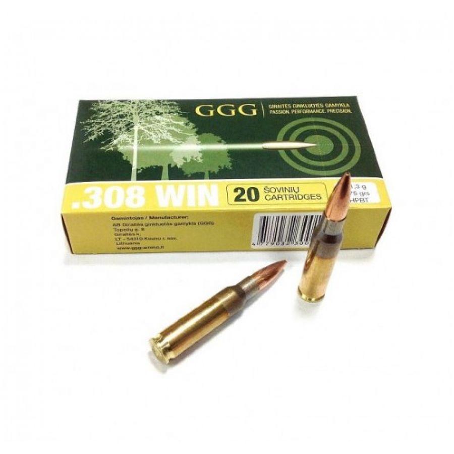 GGG cal .308 Win 175 gr Nosler HPBT ammunition 1/1