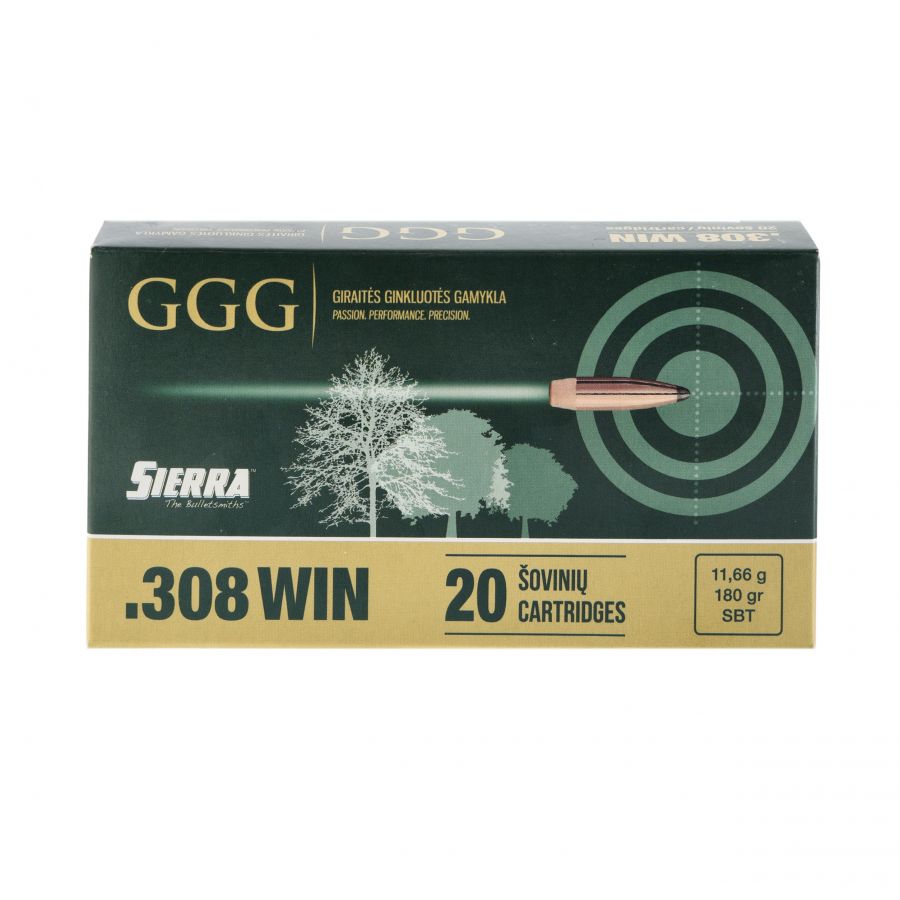 GGG cal .308 Win 180gr/11.66g Sierra SBT ammunition 4/4