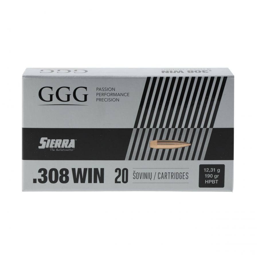 GGG cal .308 Win 190 gr Sierra HPBT ammunition 4/4