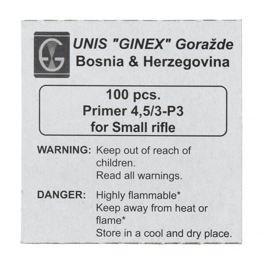 Ginex rifle primer small 100 pcs. 1/3