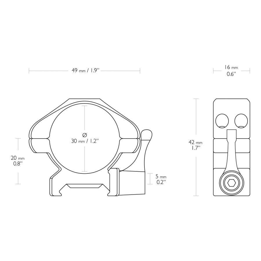 Hawke Precision Steel low 30/22 lever mount 2/2