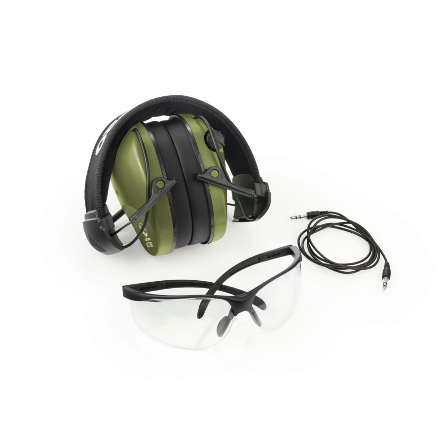 Hearing protectors RealHunter active PRO olive + Protective Glasses 3/9