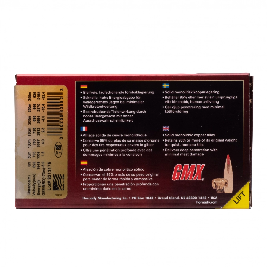 Hornady ammunition cal. 308Win GMX SPFI 165gr. 3/3