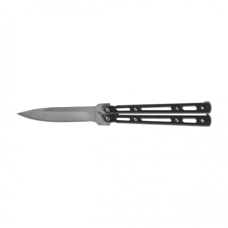 Joker JKR200 butterfly knife silver and black 1/6