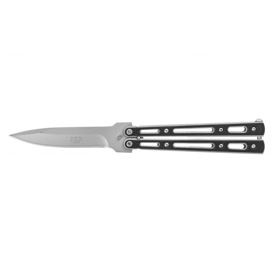 Joker JKR200 butterfly knife silver and black 1/7