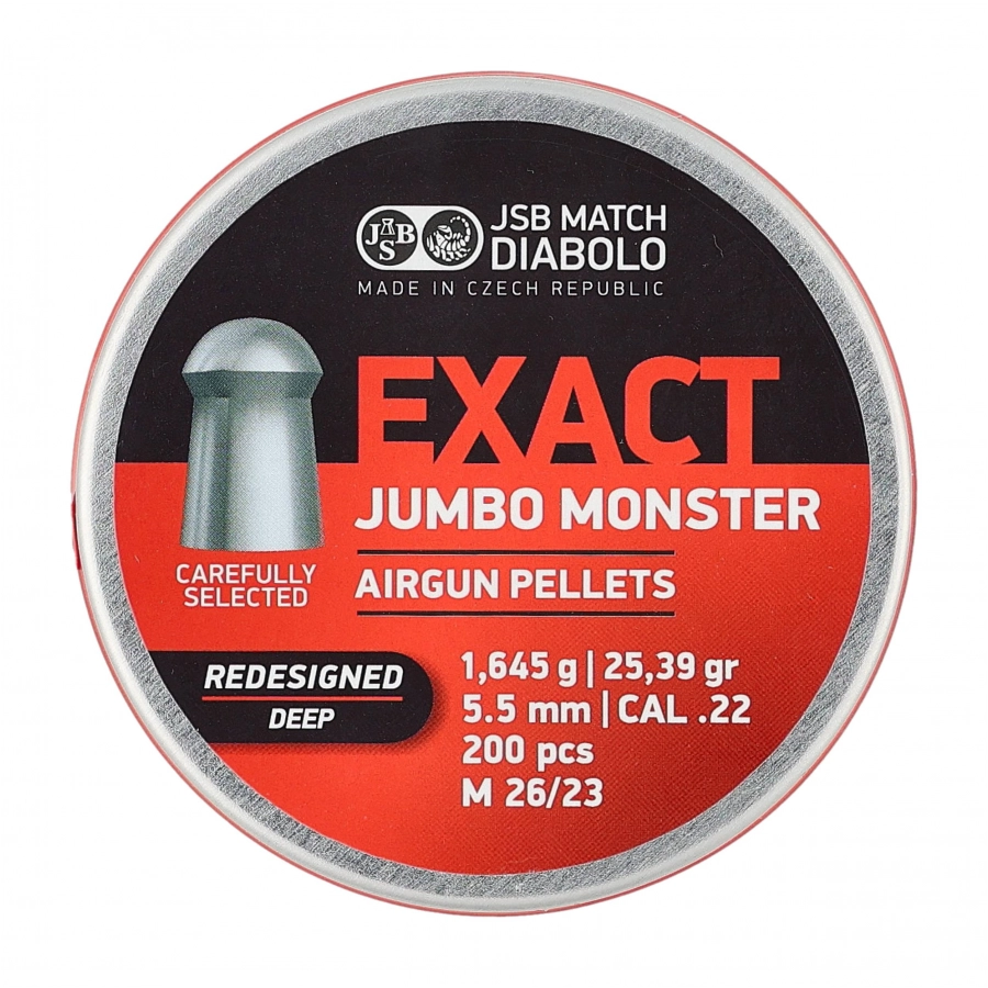 JSB Exact Jumbo Monster Red Deep 200 diabolo shot. 1/4