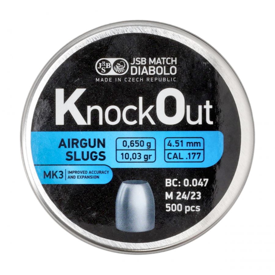 JSB KnockOut Slugs MK3 4.51/500 diabolo shot. 1/4