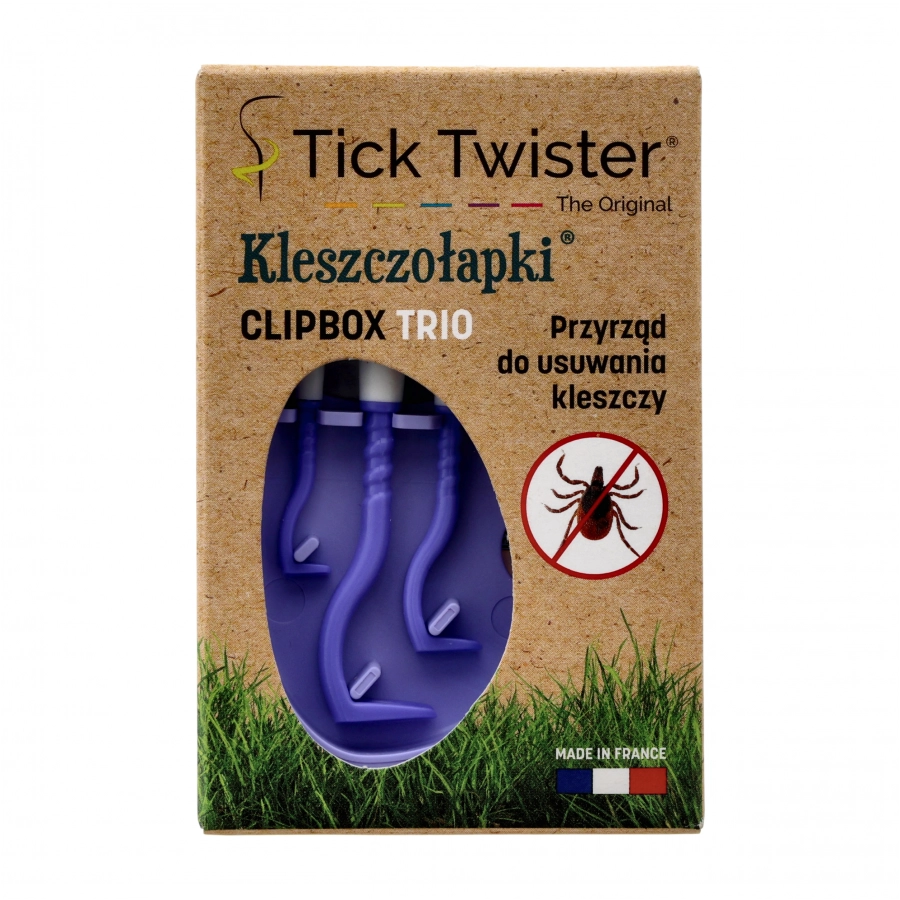 Kleszczołapki przyrząd do usuwania kleszczy Tick Twister Clipbox Trio z brelokiem, fioletowe 3 szt. 4/5