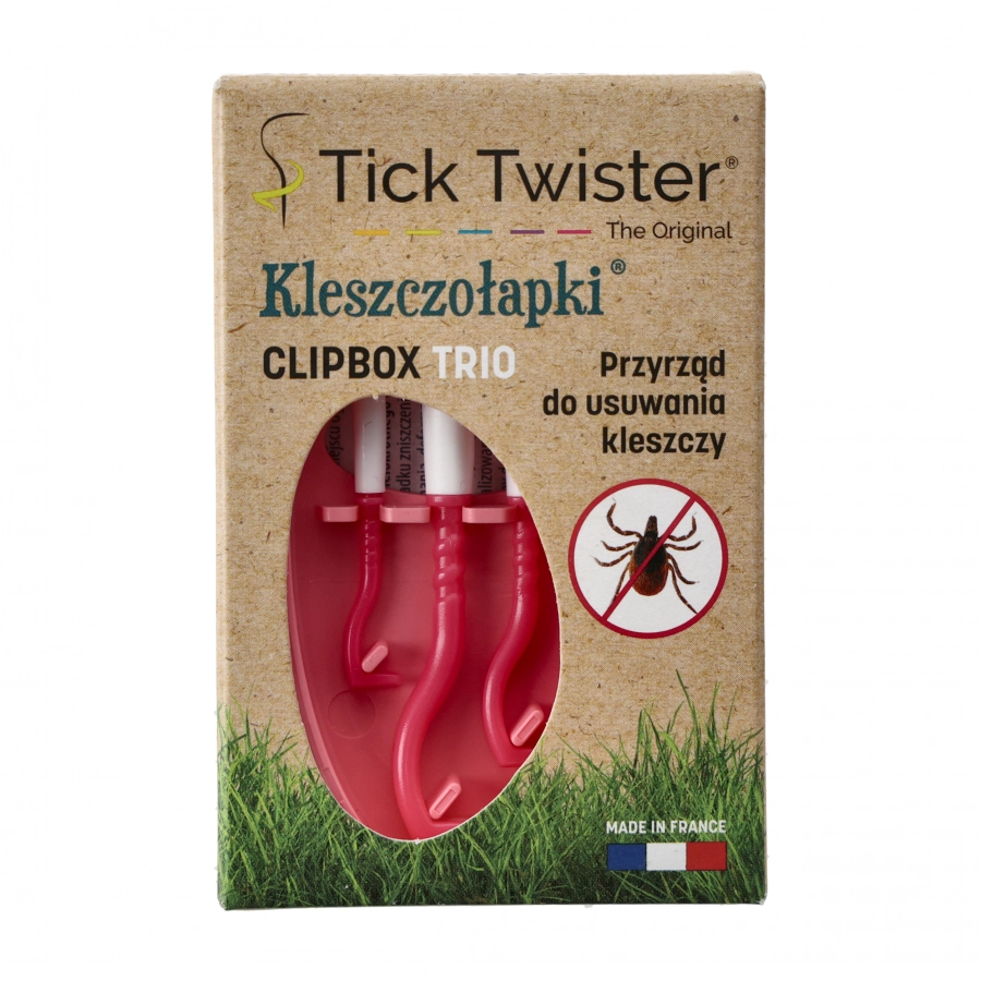 Kleszczołapki przyrząd do usuwania kleszczy Tick Twister Clipbox Trio z brelokiem, różowe 3 szt. 4/5