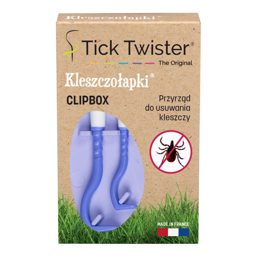 Kleszczołapki przyrząd do usuwania kleszczy Tick Twister Clipbox z brelokiem, fioletowe 2 szt. 4/4