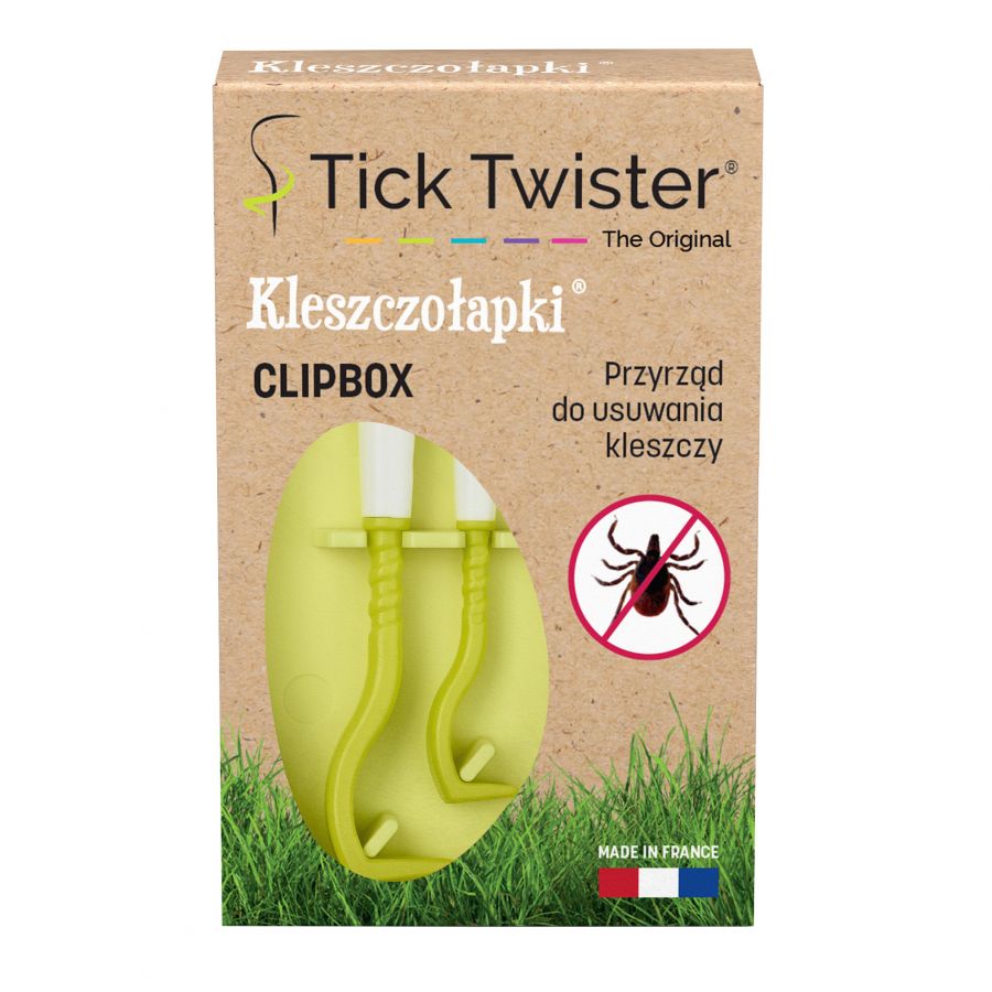 Kleszczołapki przyrząd do usuwania kleszczy Tick Twister Clipbox z brelokiem, limonkowe 2 szt. 4/4