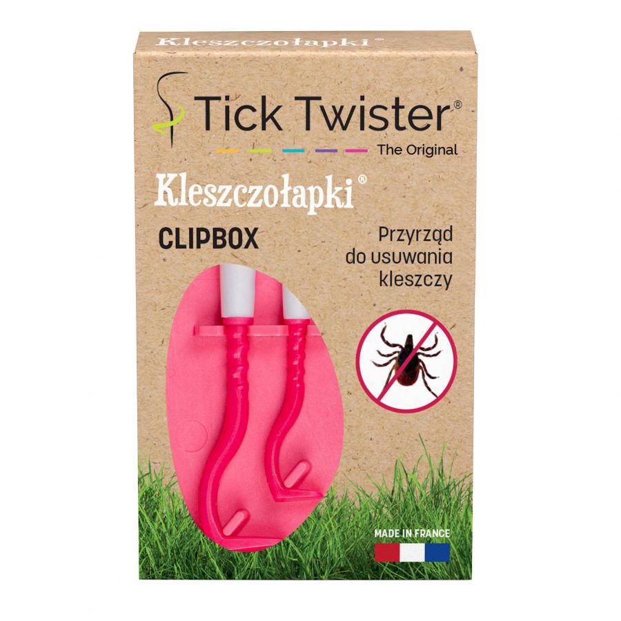 Kleszczołapki przyrząd do usuwania kleszczy Tick Twister Clipbox z brelokiem, różowe 2 szt. 4/4